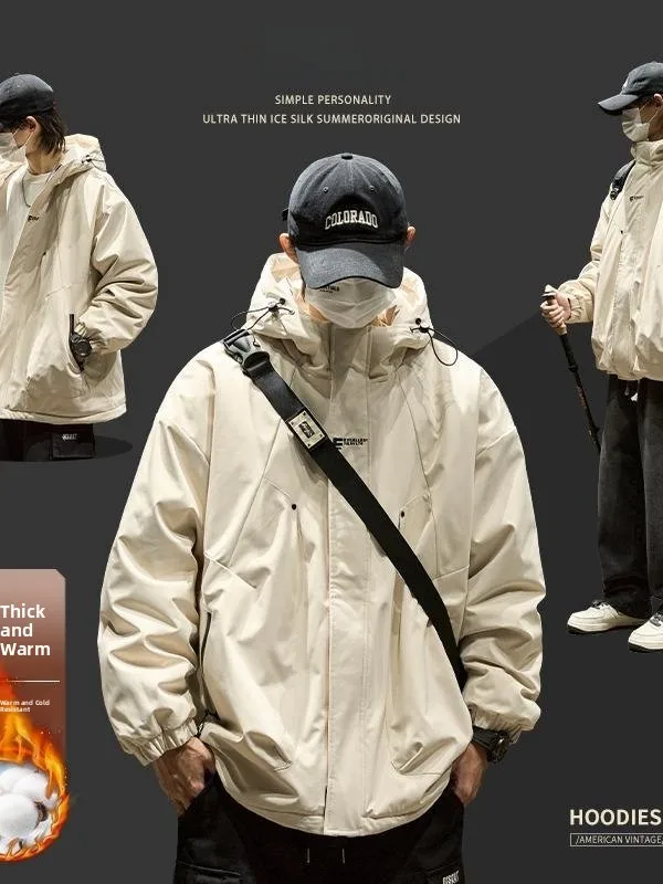 

Мужская утепленная хлопковая куртка с капюшоном, демисезонная, повседневная, стильная, теплая