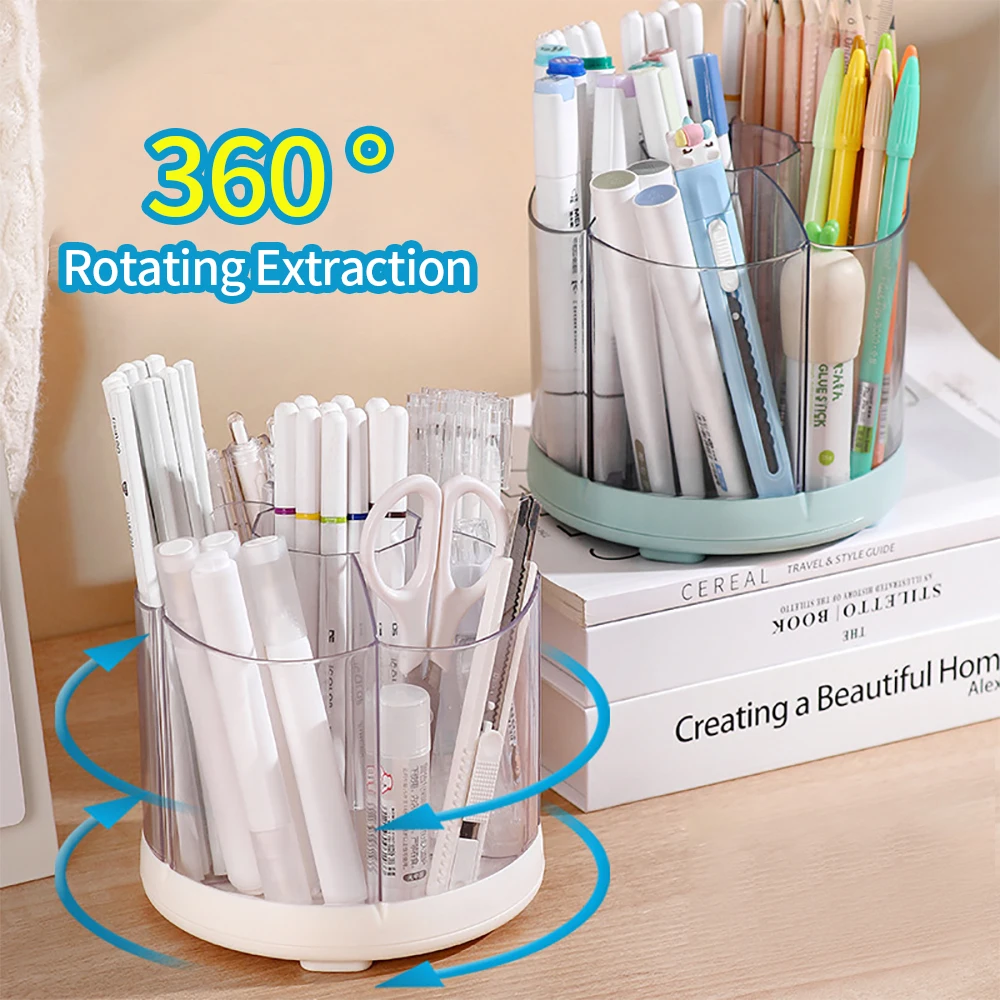 New 360° Rotating Makeup Brush Storage Box Large Capacity Removable Pen Holder Desktop Cosmetic Storage Organizer Brush Holder