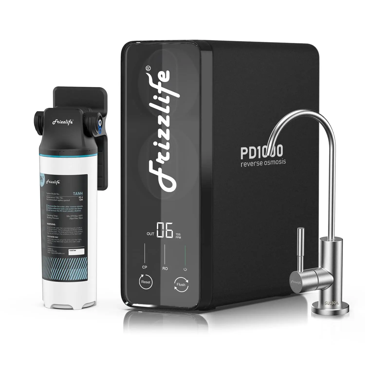 

Reverse Osmosis Water Filtration System - 1000 GPD Fast Flow, Tankless, Reduces TDS, Compact, Alkaline Mineral PH