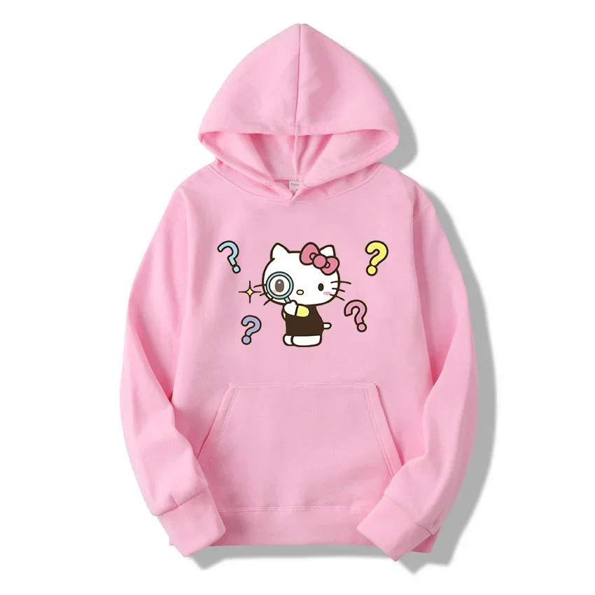 Graphic Cartoon Printed Male Sweatshirts Kawaii Hello Kitty Classic Pattern Anime Long Sleeve Men Hoodies Autumn Winter Tops