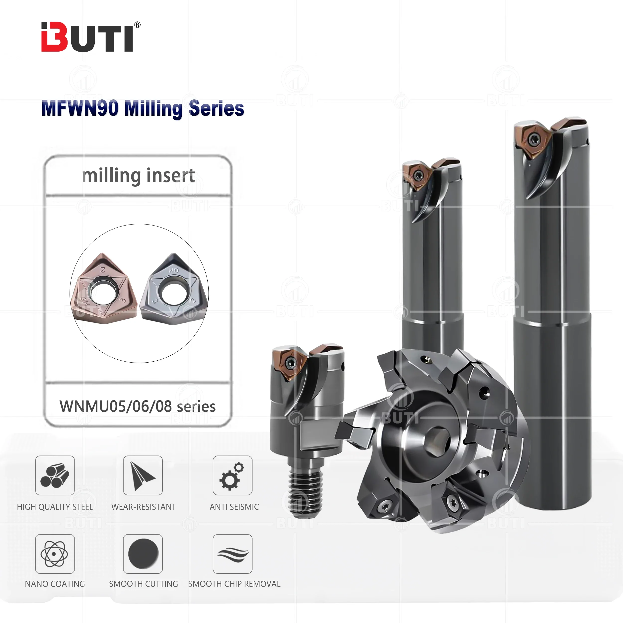 

MFWN90CNC Fast Feed Milling Cutter Rod Milling Cutter Head Locking Tooth Milling Cutter Head WNMU Double-Sided Hexagonal Milling