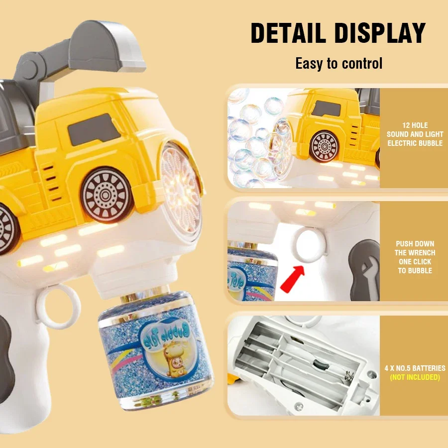 12-gaats handheld geluid en licht elektrische bellenmachine speelgoed simulatie techniek auto bubble speelgoed voor kinderen verjaardag speelgoed cadeau