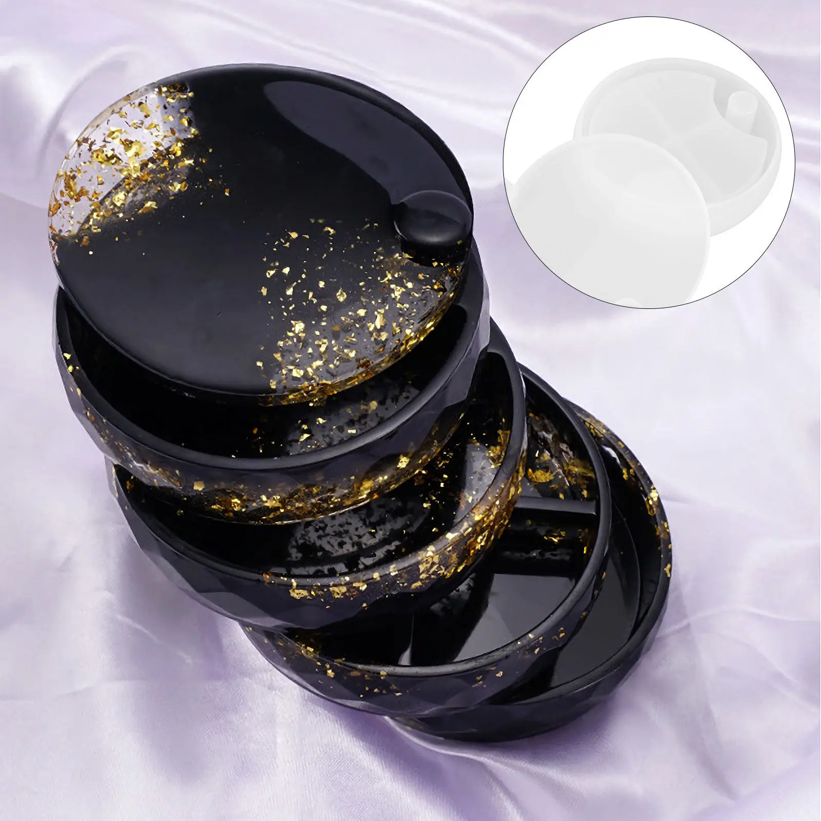 

6Pcs Silicone Jewelry Box Mold Set Flexible Tear Resistant Resin Mold DIY Craft Supplies for Rotating Storage Decorative