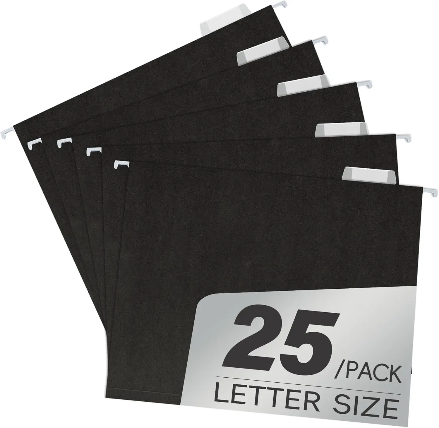 

Набор из 25 черных подвесных папок формата Letter с вырезанными на 1/5 дюйма вкладками, бумага плотностью 11 точек на дюйм для картотечного шкафа