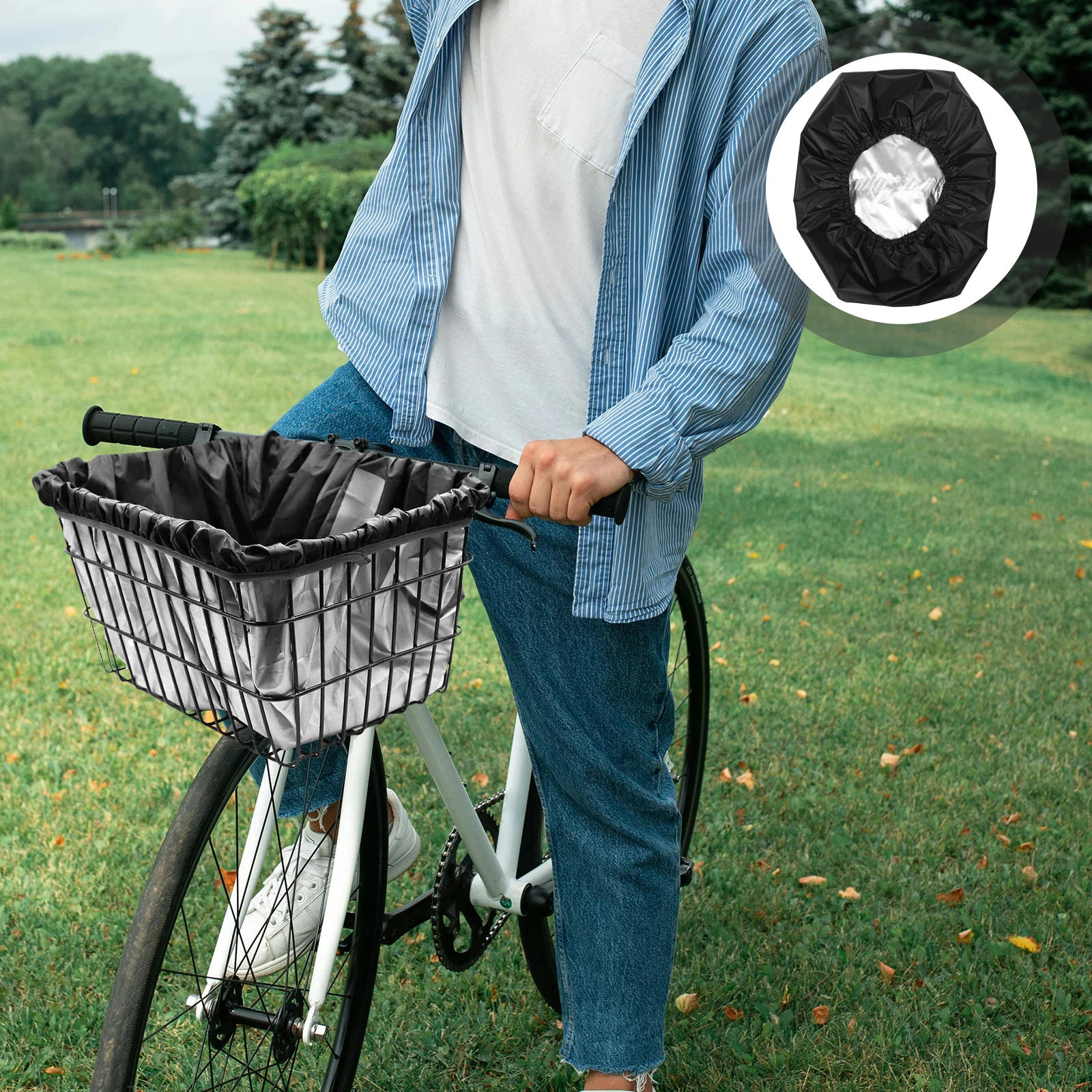 Bicycle Front Basket Waterproof Cover Oxford Cloth Rainproof Liner Protects Items for City Riding Outdoor Bike Basket Cover