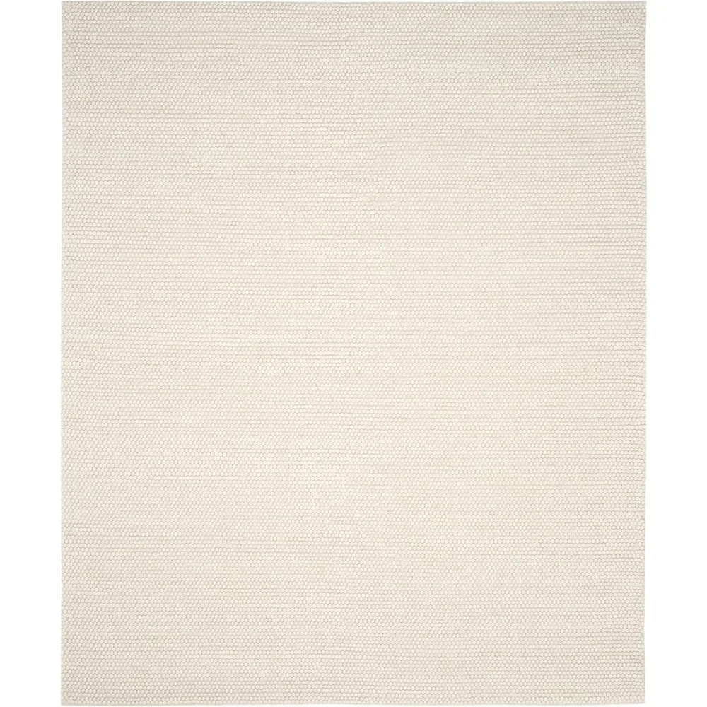 Natura Collection Area Rug - 8' x 10', Ivory, Handmade Wool, Ideal for High Traffic Areas in Living Room, Bedroom ﻿