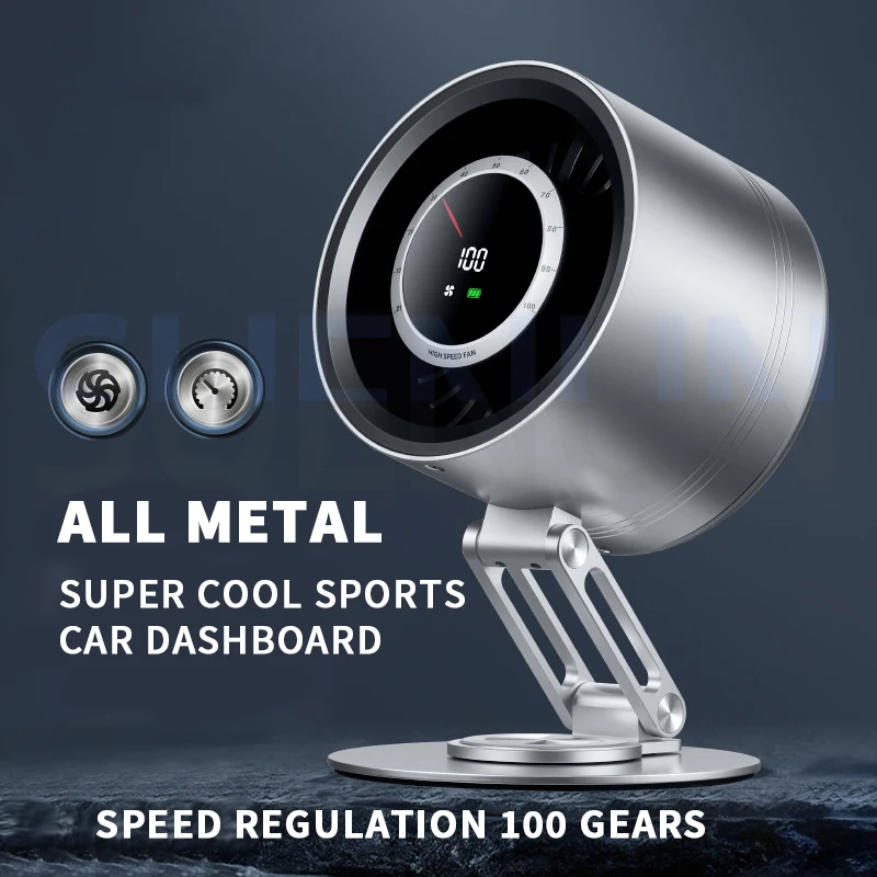 مروحة معدنية صغيرة 360 °   مروحة توربينية دوارة قابلة للطي لسطح المكتب، مروحة صغيرة محمولة قابلة لإعادة الشحن عبر USB