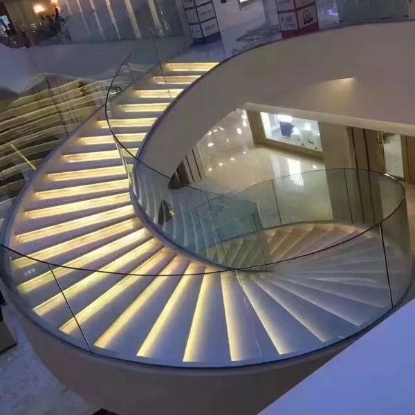 Personalização de escada espiral de vidro mais vendida de alta qualidade/escada de madeira com degrau LED