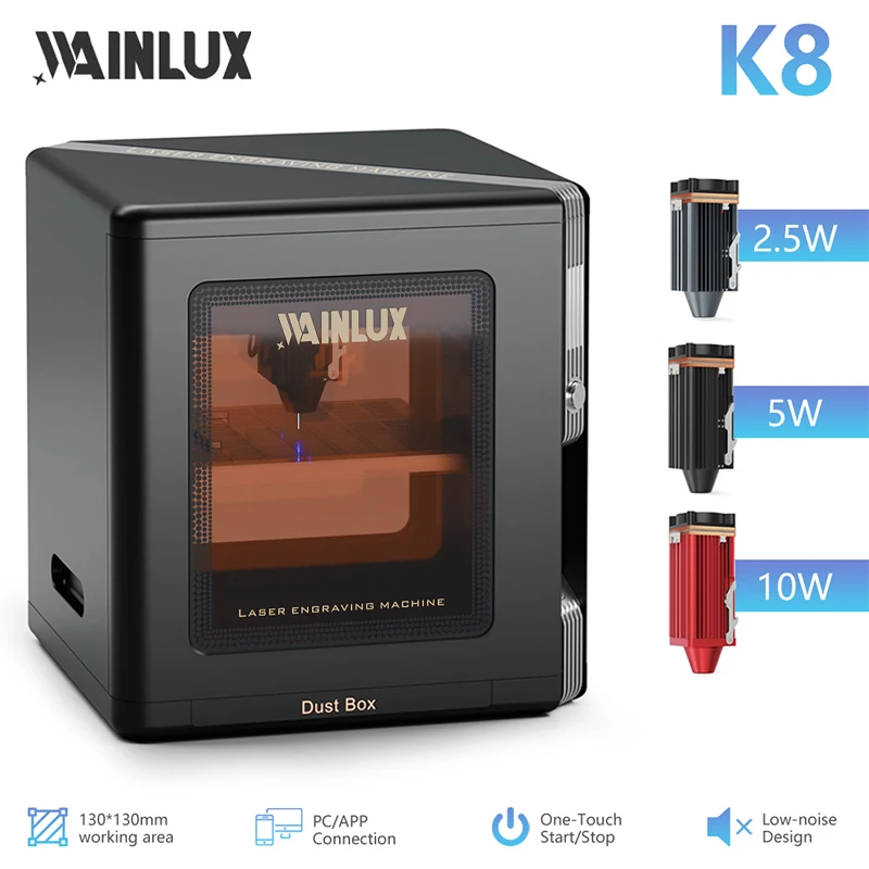 

WAINLUX K8 Mini Blue Laser Engraving Machine Ultimate Desktop Laser Engraver 2.5W 5W 10W for Productivity DIY Small Businesses