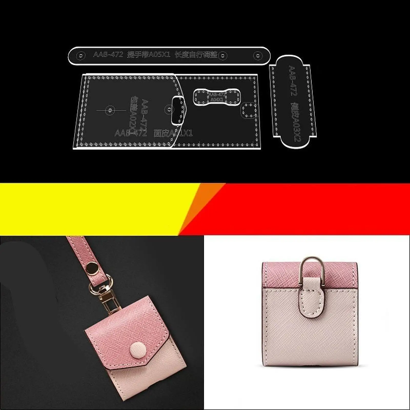 Wallet Acrylic Template with Side Hole Eyeglasses Case Stitching, Quilting Card Bag Template Tool Acrylic Leather Stencil