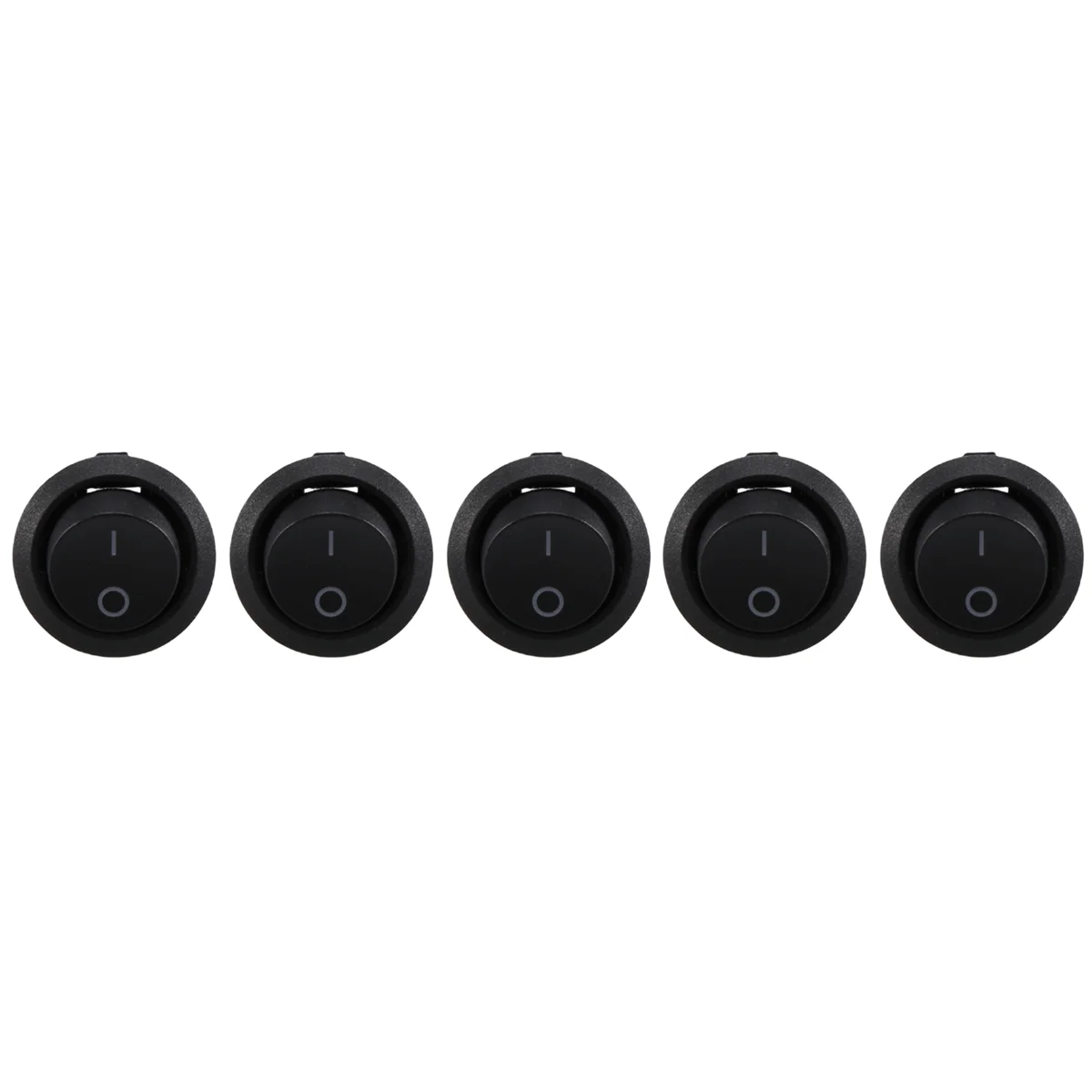 5Pcs SPST Black Button On/Off Round Rocker Switch AC 6A/250V 10A/125V