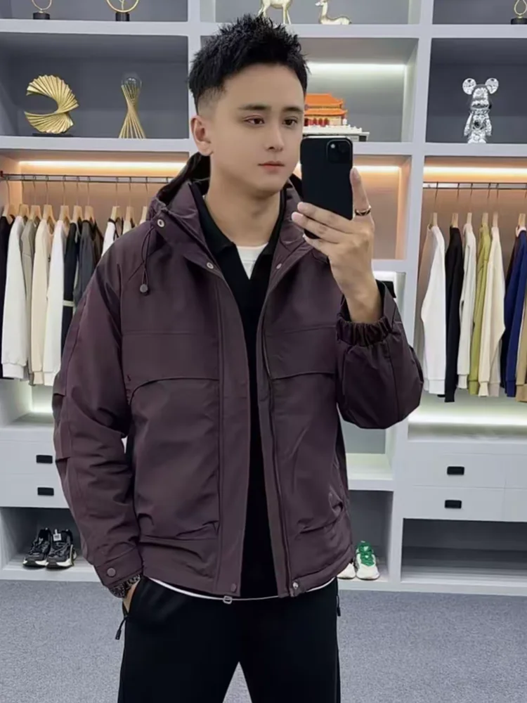 

Мужская модная осенне-зимняя хлопковая куртка с капюшоном на молнии, ветрозащитная, для активного отдыха, с трехмерным кроем, длинными рукавами