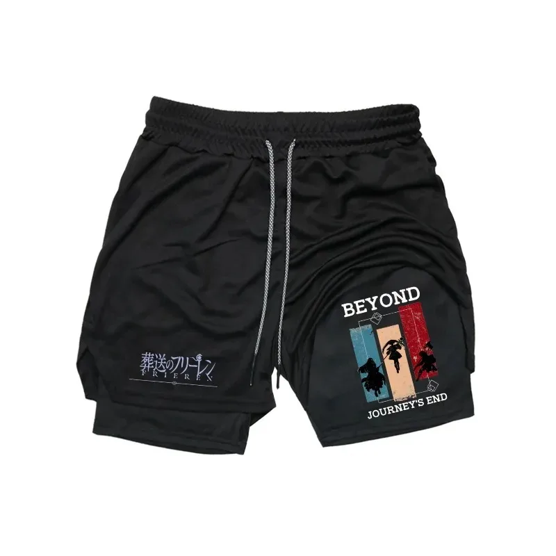 

Мужские спортивные шорты 2-в-1 для бега и тренировок, компрессионные шорты в стиле хип-хоп с карманом для телефона и петлей для полотенца, для фитнеса и активного отдыха