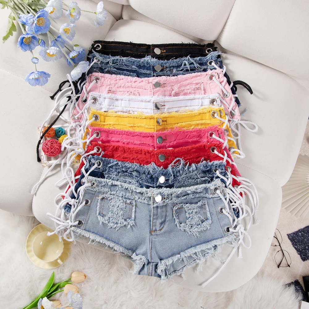 Womens Sexy Nightclub Denim Jeans Shorts Low Waist Mini Shorts Beach Pant Jeans Slim Ladies Disco Pole Dance Bikini Shorts Laced - view 5