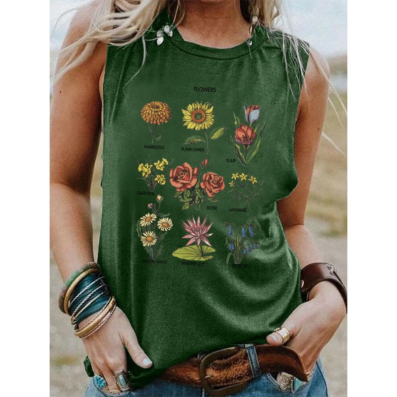 Summer Flower Floral Tank Tops 3D Print Women Streetwear Y2k Oversized Beach Vest Off Shoulder Sleeveless Woman Girls Camisole image 3