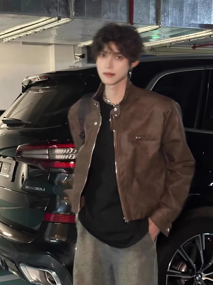 

Коричневая кожаная куртка-косуха в стиле ретро для мужчин, весна-осень, американская пилотская куртка