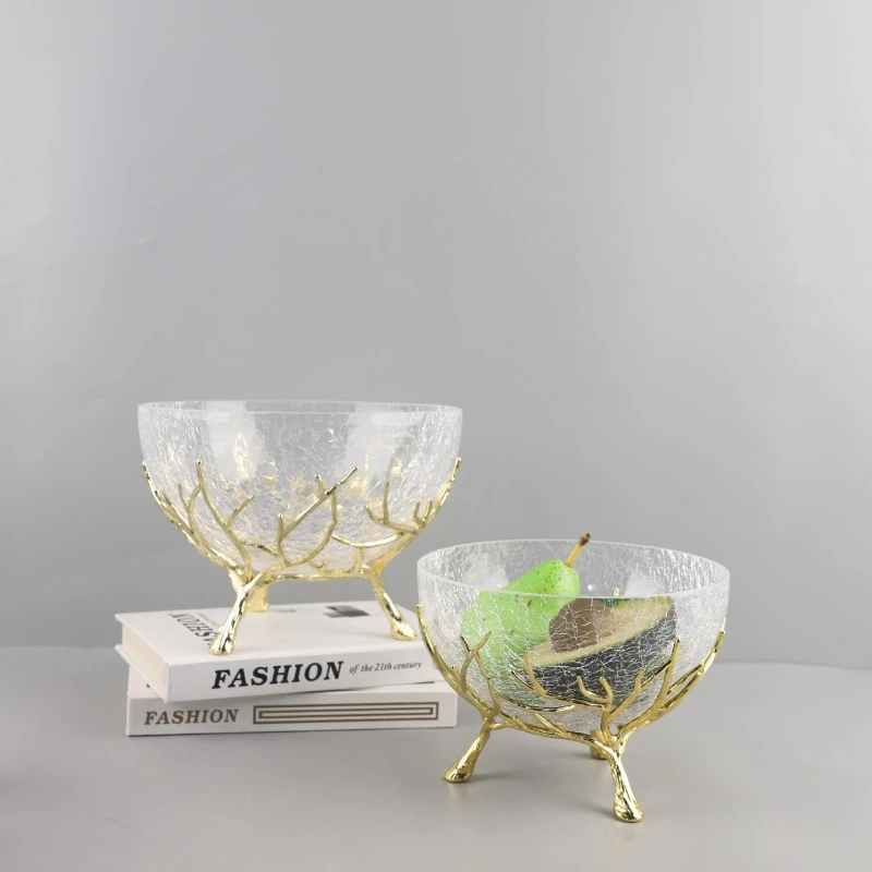 Light Luxury Fruit Plate Living Room Tea Table High-grade Fruit Tray Snack Candy Storage Decoration Home Party Decor Glass Tray