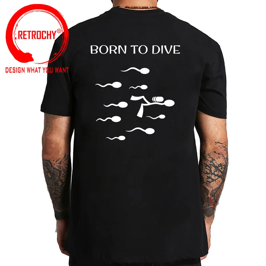 Scuba Diving Flag Freediving Gift T-Shirt Funny Born to Dive T Shirt men Humor Anime Swimming Sperm T Shirts male Tops Tee Shirt