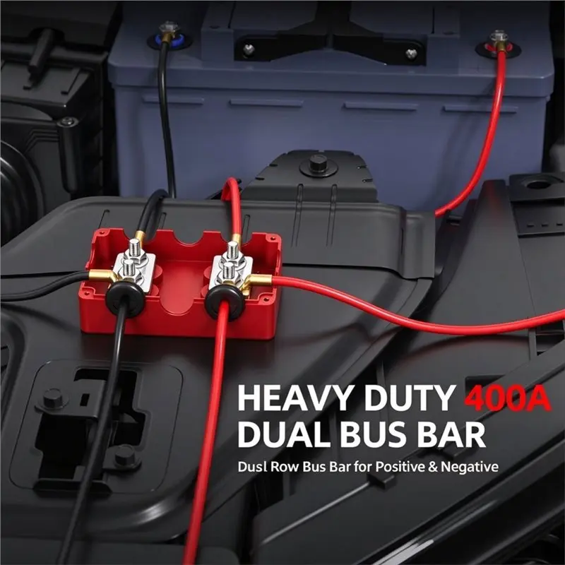 SOFT-Heavy Duty 400A 48V Negative Bus Bar Junction Box For Marine Distribution Block Car Audio 400A Marine Bus Bar