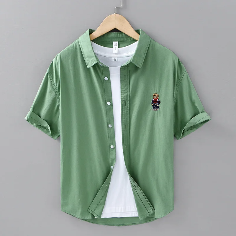 

Boys Pure Cotton ort Sve irt Summer Breathable Faionable White irt Fre Cotton Trendy f Sve Embroidered irt