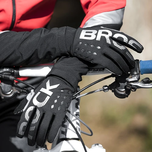 Imagen 2 del producto Guantes de ciclismo ROCKBROS, guantes gruesos de choque SBR, guantes térmicos cálidos alargados para invierno y otoño, guantes deportivos para bicicleta transpirables