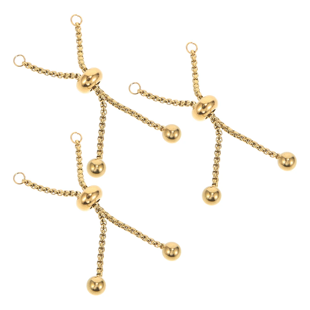 

3Pcs Stainless Steel Gold Adjustable Slider Bracelet Beaded Chain Extender DIY Jewelry Making Supplies for Women