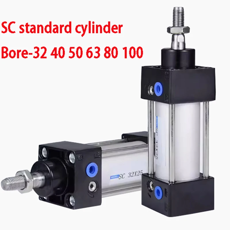 SC Standard Cylinder SC32/40/50/63/80mm Bore Small Pneumatic Big Thrust 25/50/75/100mm Stroke