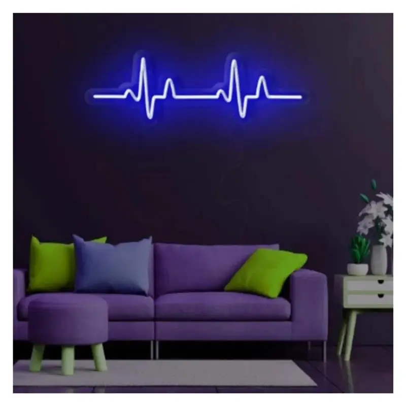 Heartbeat Wave Neon Sign, USB Powered Decor For Live Broadcast Background & Bedroom 18cm/7.09(in)x40cm/15.75(in)