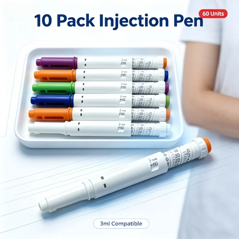 10Pcs Titanium Disposable Insulin Pen 60U, Adjustable Dose Peptide Injector Device for Home Health Care
