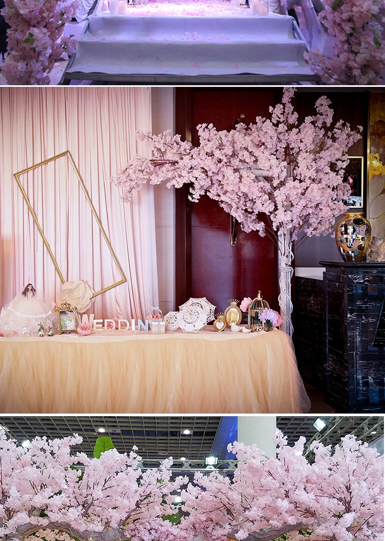 Künstlicher Kirschblütenbaum Rosa Weiß Seidenblume Zweig für Hochzeit Bogen Bonsai DIY Zuhause Party Dekoration – Detail 5