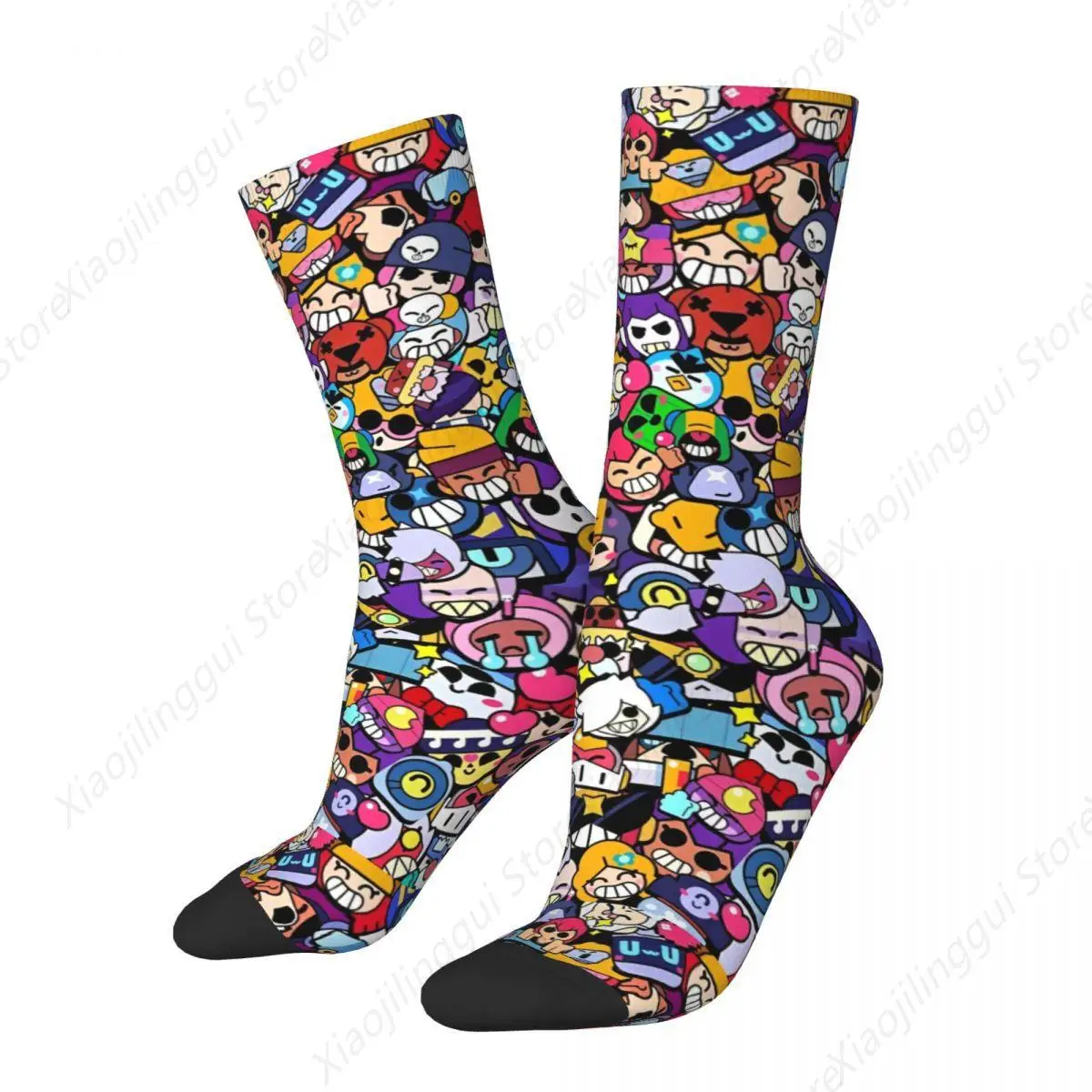 Brawll Emz Spike Squeak Socks Men's Women's Casual Game Cartoon Socks Hip Hop Spring Summer Autumn Winter Stockings Gift