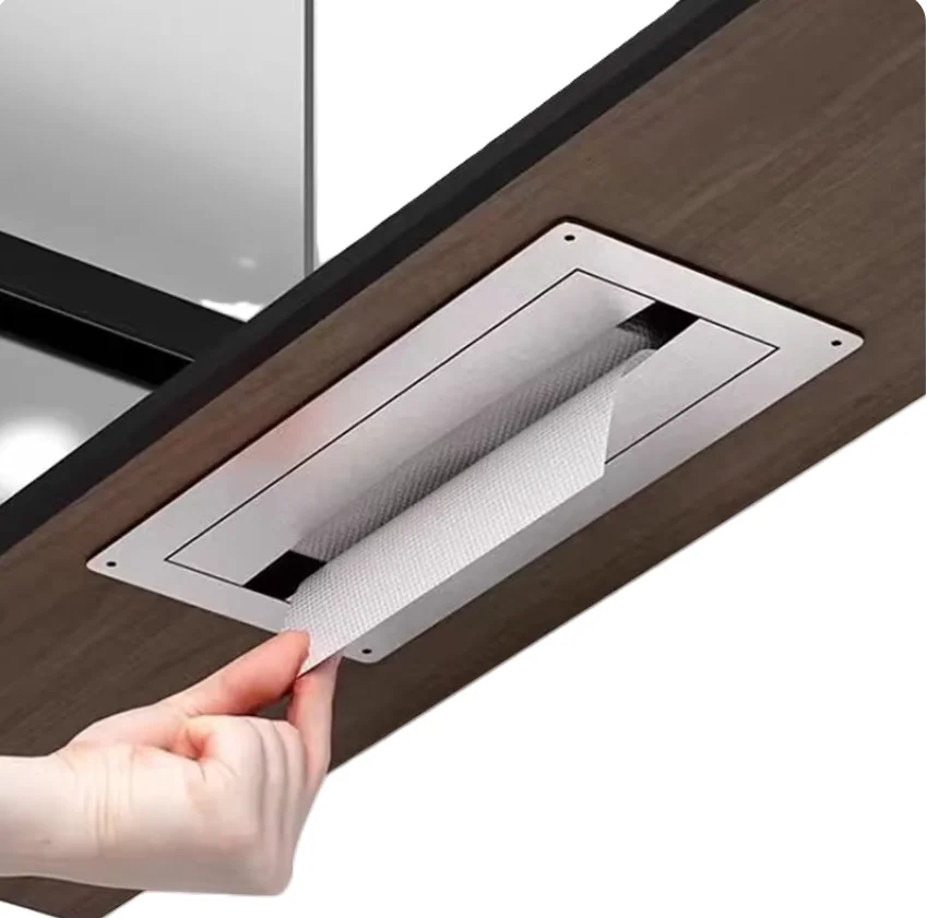 1Pc SUS304 Concealed In Wall Bathroom Paper Towel Tissue Box Holder Spring Loaded Push Built-in Behind Mirror