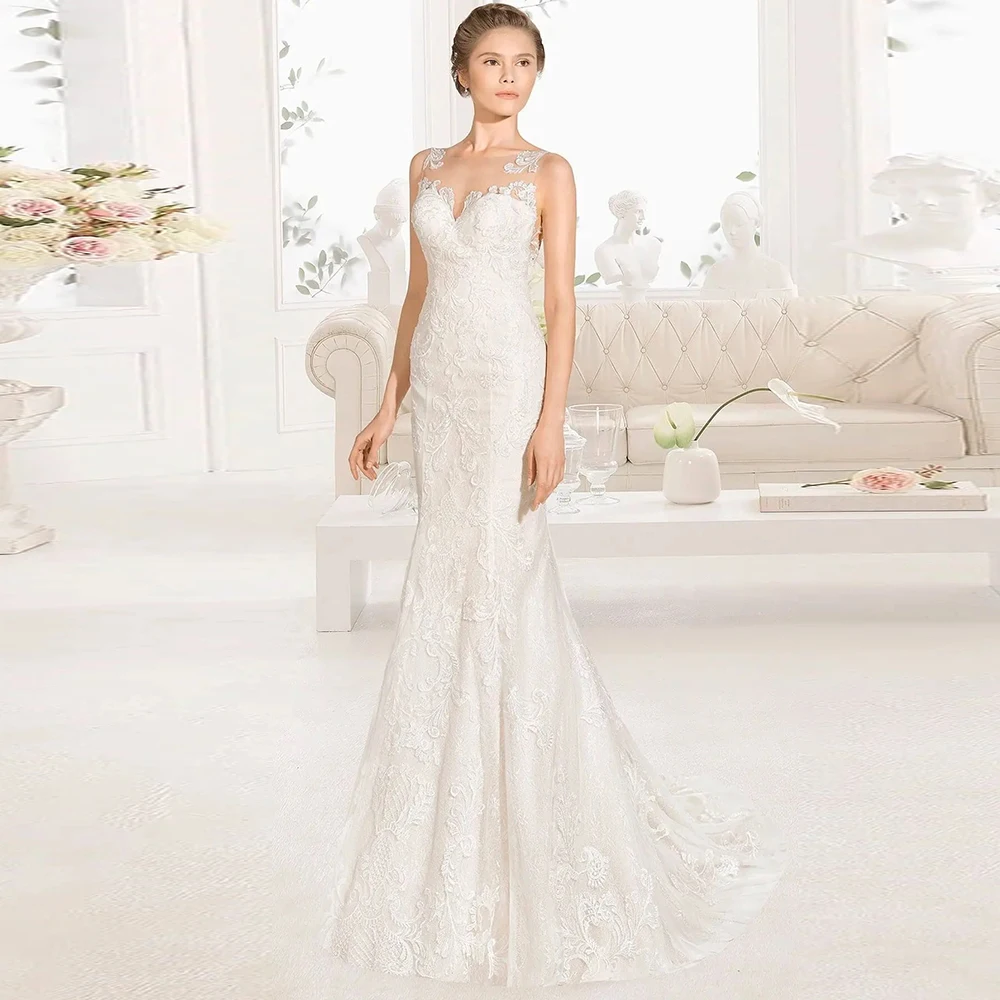 

Elegant Women's Dresses for Wedding Party Lace Mermaid/Trumpet Hall Wedding Dress Ivory V-neck Ruched Tailing Wedding Dress Long