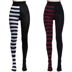 FCCEXIO Striped Yoga Legging Women Print Goth Style Long Tights Casual Punk Ladies Sport High Waist Workout Elastic Leggings