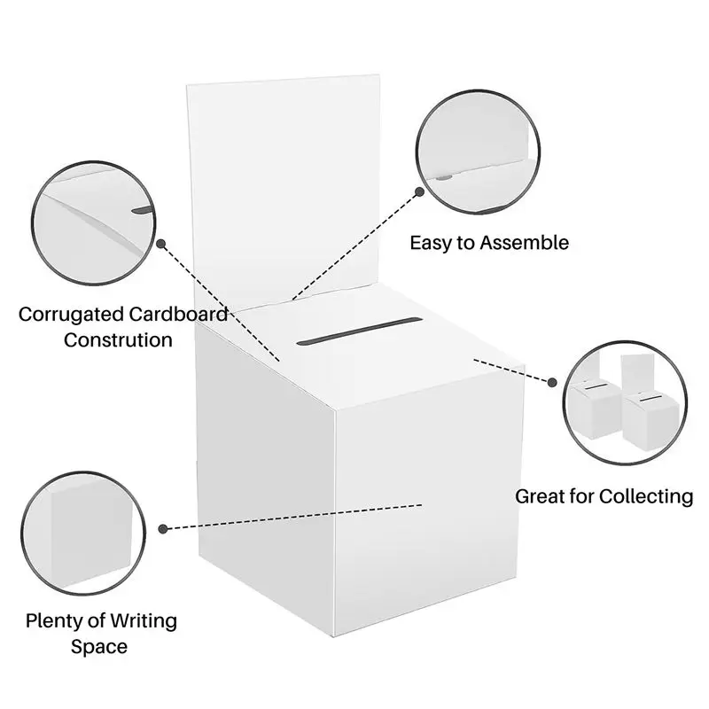 A01F-12 Pcs Donation Box Cardboard Box With Slots 6 X 6 X 6 Inches