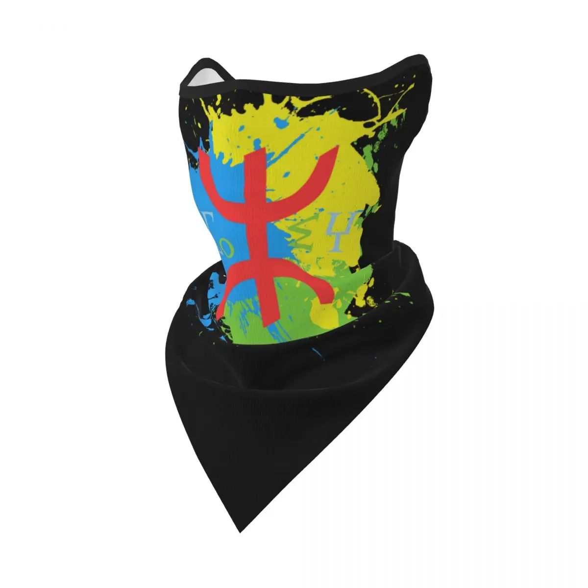 Amazigh Flag Splash Art Design Bandana Neck Gaiter for Ski Cycling Women Men Berber Proud Tifinagh Face Mask Wrap Scarf