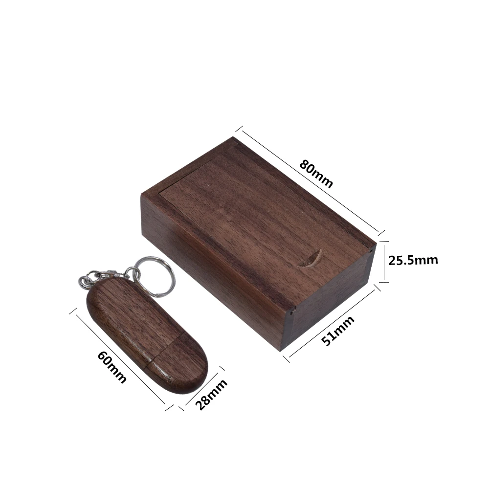 30pcs/Lot Free logo High speed USB Flash Drive 3.0 Wooden box with metal chain Pendrive 8GB 16GB 32GB 64GB 128GB Pen drive Gifts