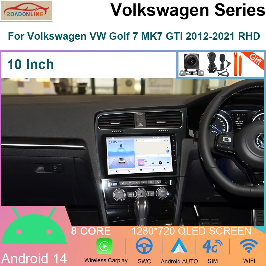 

Android 14 For Volkswagen VW Golf 7 MK7 GTI 2012-2021 RHD Car Radio Multimedia Video Player Navigation GPS WIFI Carplay