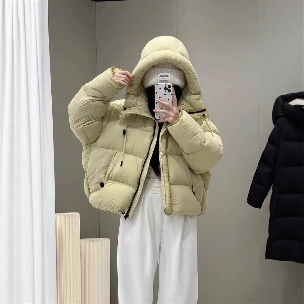 الشتاء الرباط مقنعين بطة بيضاء أسفل سترة الإناث الصلبة سستة الدافئة الخبز أبلى المرأة فضفاضة باركر أسفل سترة #1