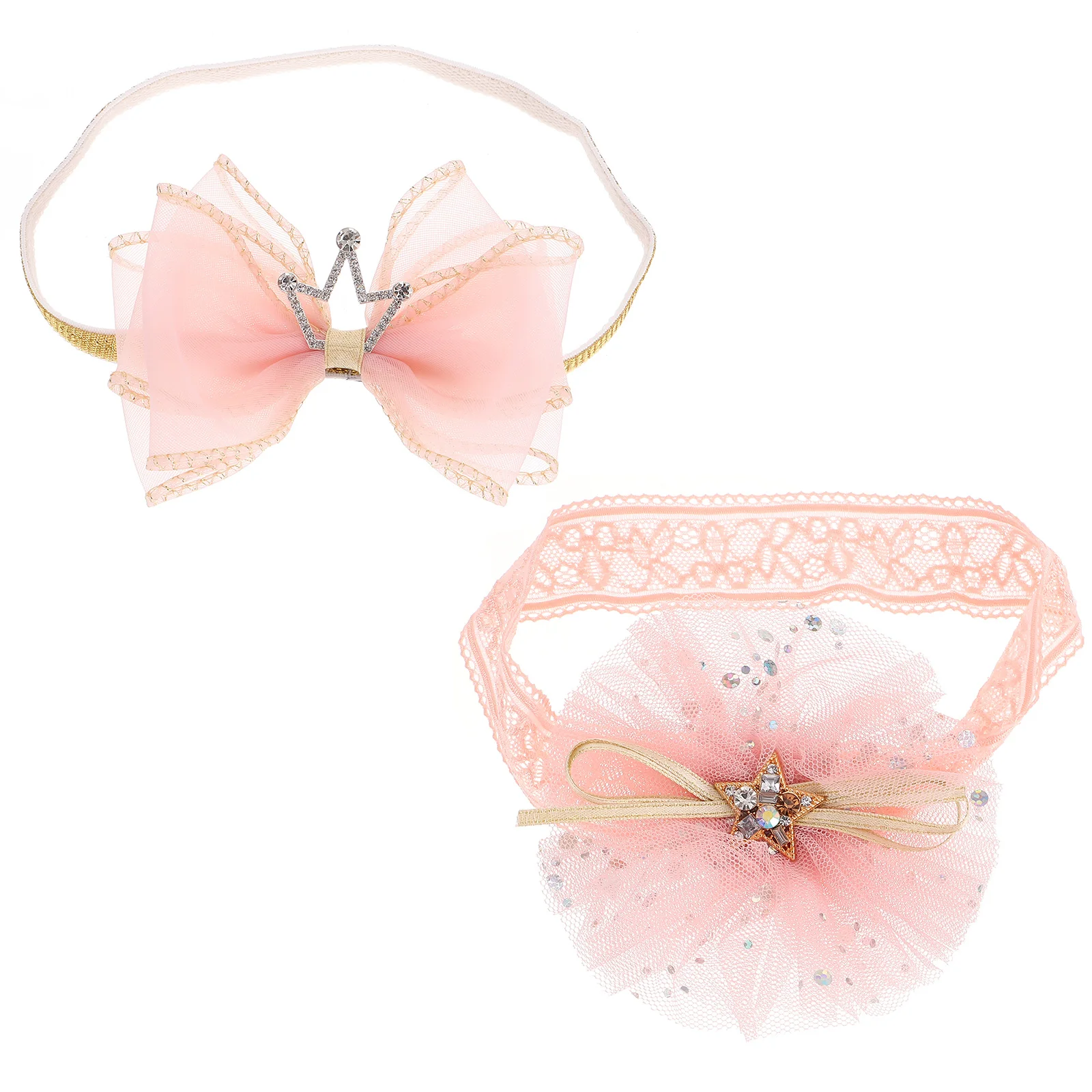 

2pcs Baby Headband Crown Hairband Newborn Infant Girl Party Birthday Christmas Photo Accessory Soft Flexible Princess Headdress