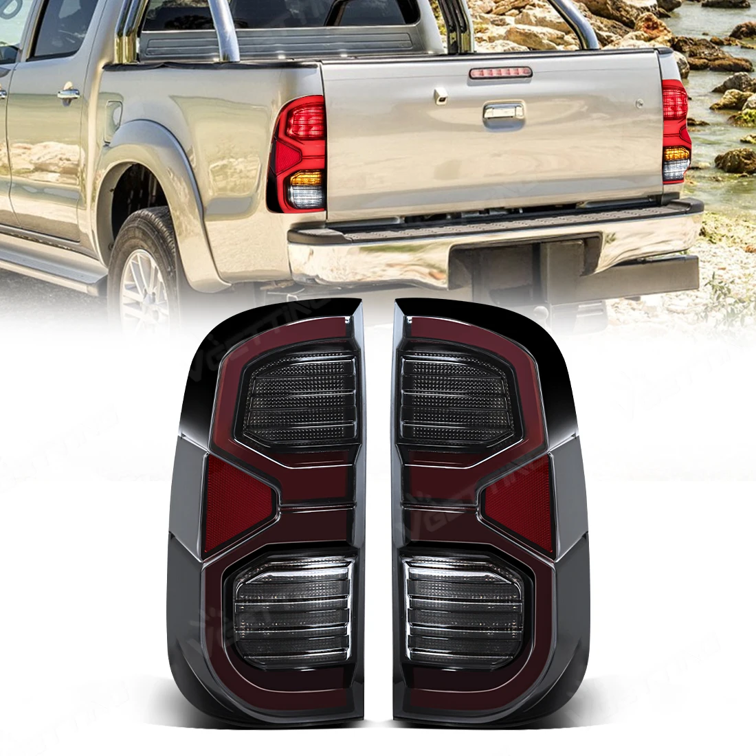 

Светодиодные задние фонари для Toyota Hilux Vigo 2011 2012-2015, указатель поворота, тормозной фонарь запуска, анимационный задний фонарь, дальний свет