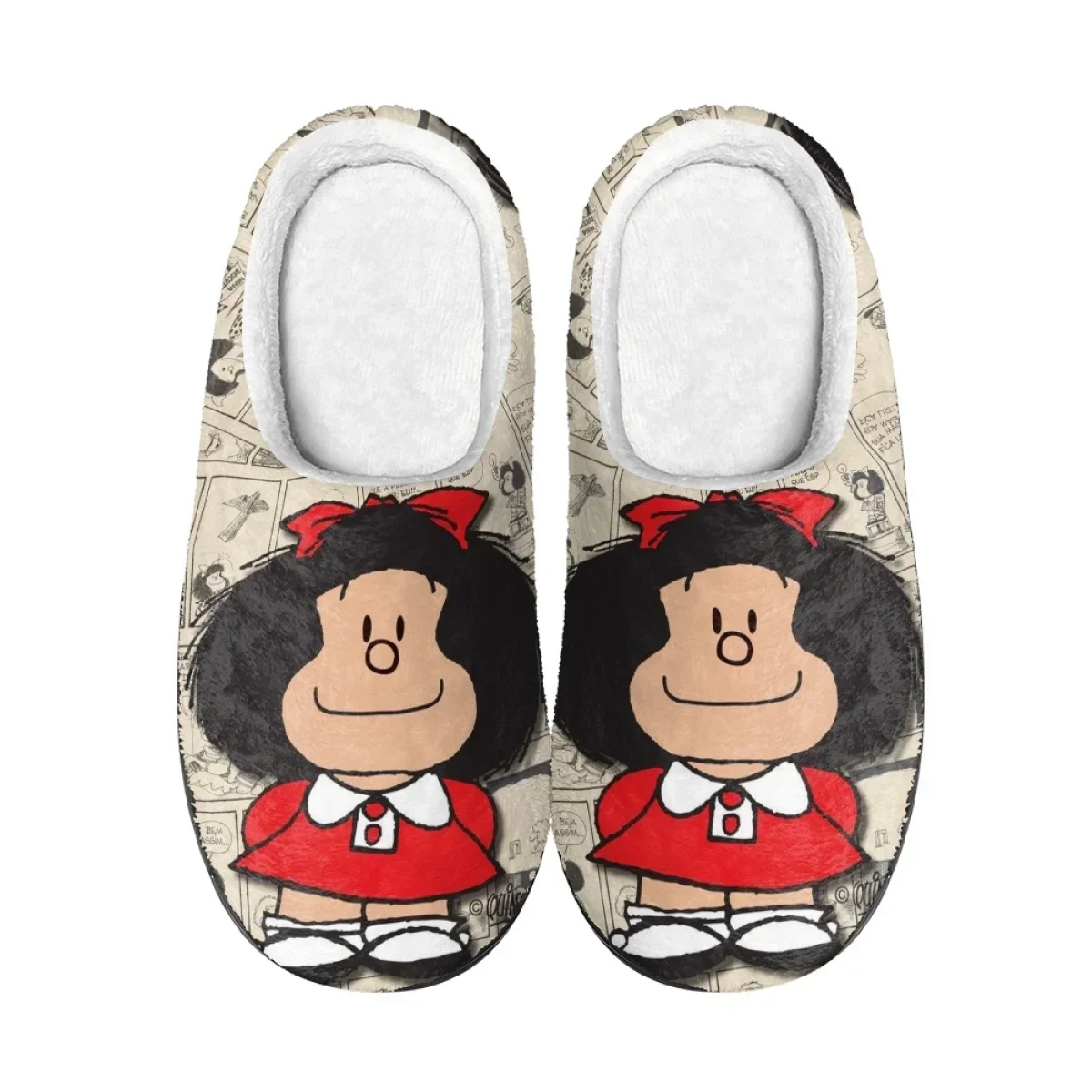 Custom Winter Warm Slippers Lovely Mafalda Anime Indoor Slipeprs Comfortable Home Floor Shoes Indoor Slides for Women Men view 2