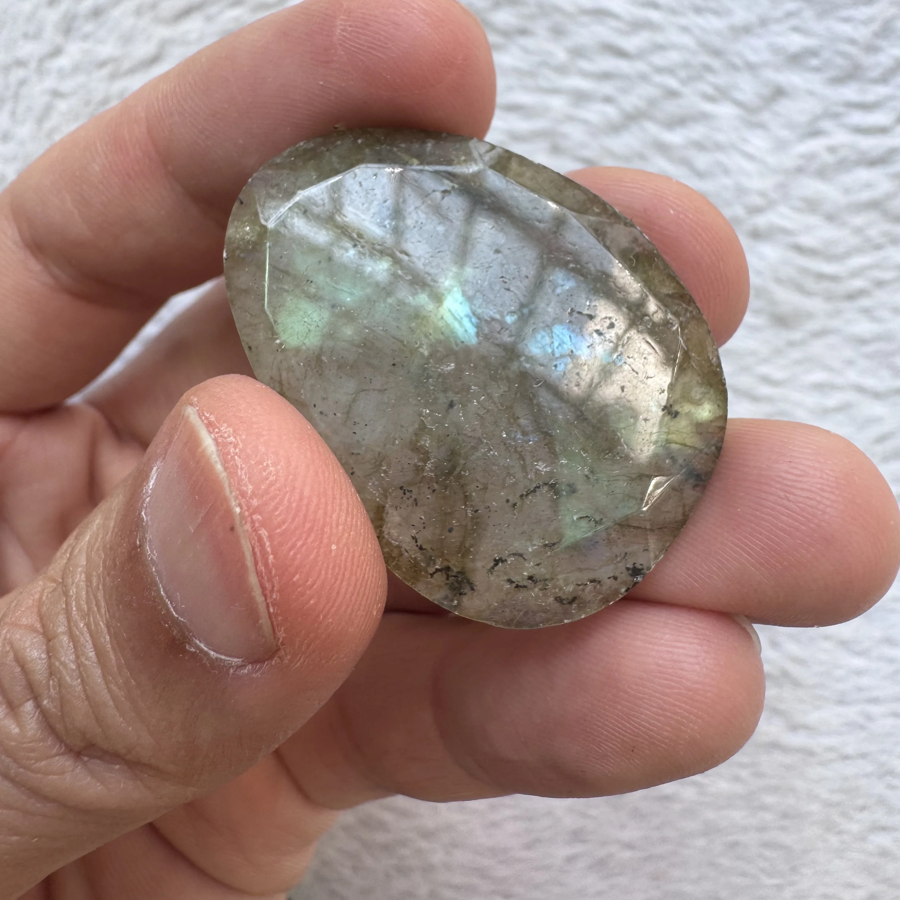 PANGEM-الجملة 2 قطعة/الحزمة اللابرادوريت الطبيعي 27x37 مللي متر الأوجه الكمثرى حبة كابوشون ، خاتم مجوهرات الأحجار الكريمة الحقيقية الوجه ، 3 مللي متر سميكة