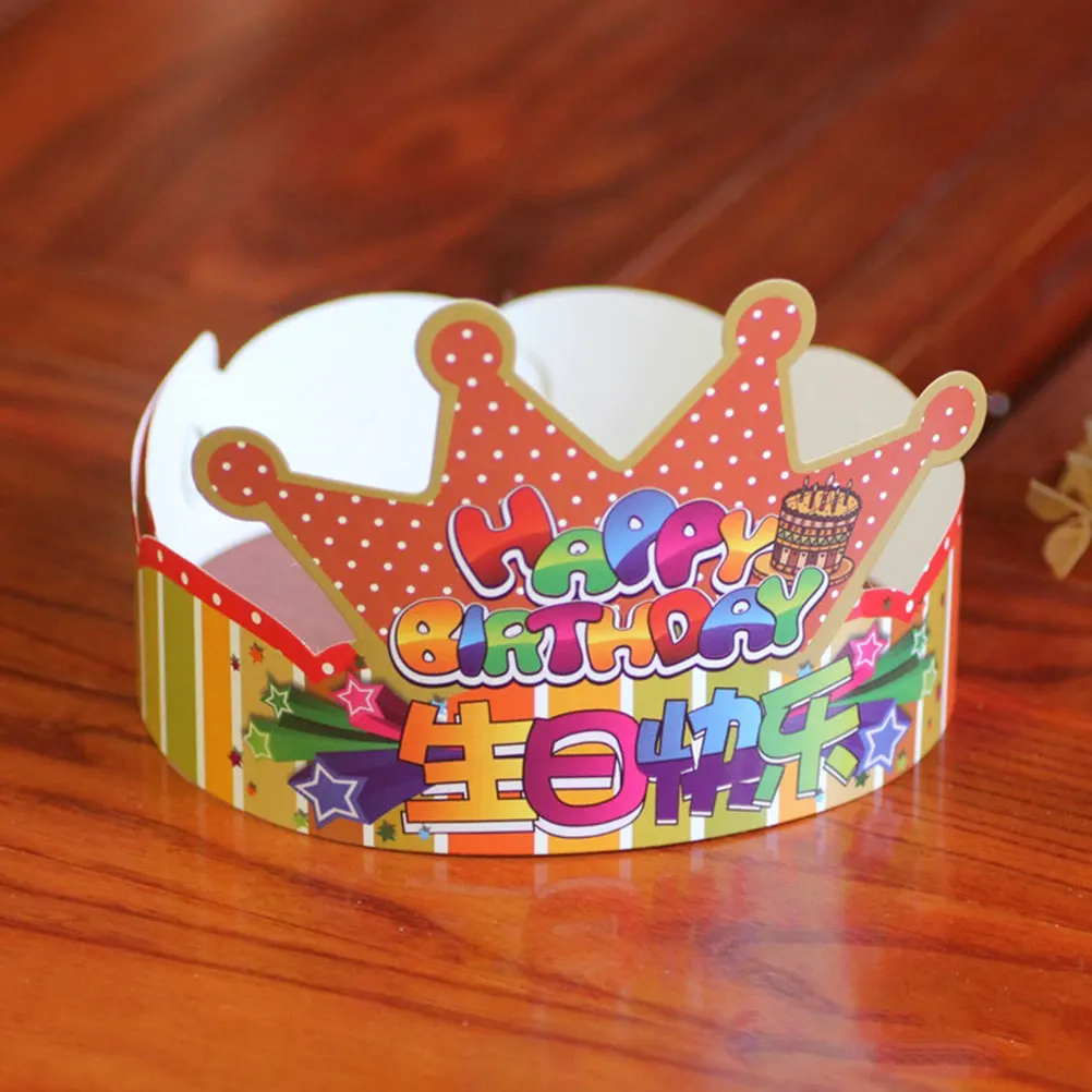 

100pcs Paper Kids Birthday Caps Children Make Up Party Crowns Hats Decorations Cartoon Party Hats For Decor Themed