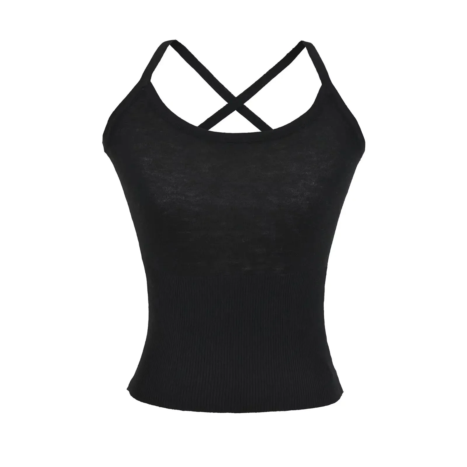 حار مثير الصوف محبوك سترة علوية للنساء 2025 الخريف الصليب الظهر عارية الظهر إخفاء الجانب الثدي بروتيل ملابس داخلية Z5W2 #1