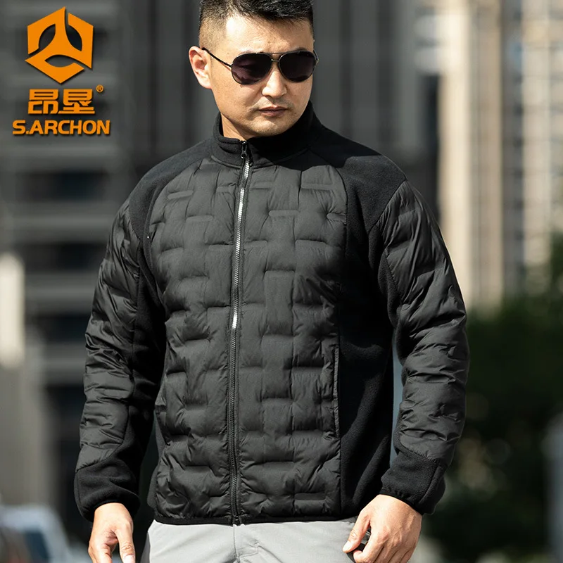 Giacca invernale in pile tattico da uomo Multi-tasche Cappotto sportivo caldo antivento Abbigliamento in pile di cotone Giacca riscaldante per escursionismo all'aperto