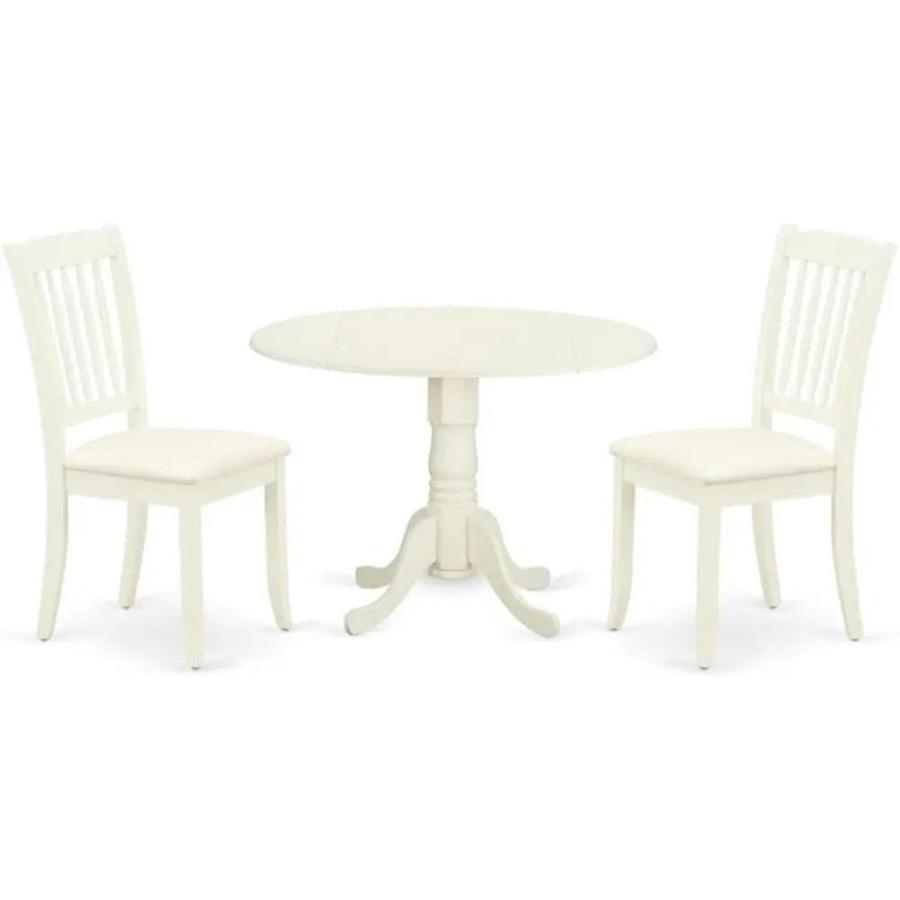 

Компактный кухонный стол на 3 предмета с круглым обеденным столом и 2 льняными стульями, 42x42 дюйма, льняной белый цвет