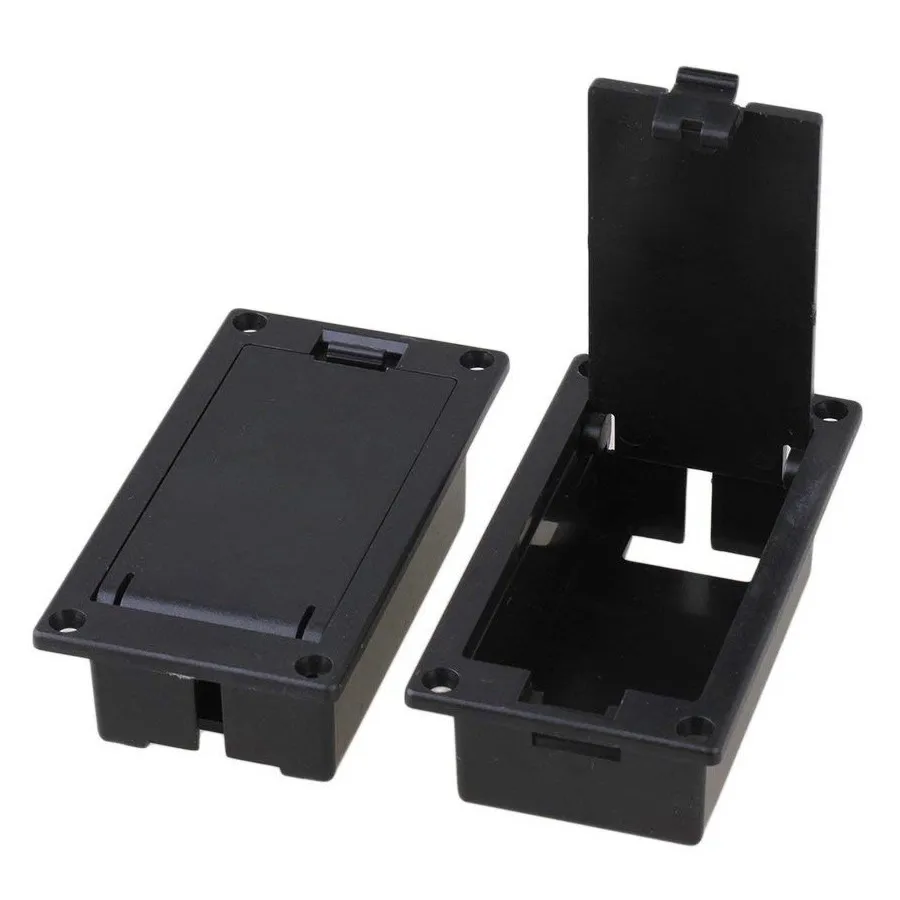 ABLB-Guitar Bass 9V Battery Holder Compartment Cover Case Black Set Of 10