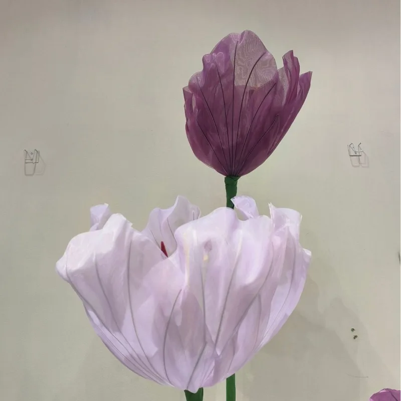 Purple paper art flower landscaping, commercial space beauty, wedding welcome area decoration