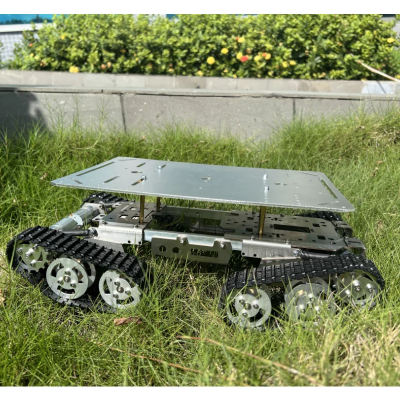 2.4G Remote Control Smart Car, Double-layer structure,Tracked Obstacle-Crossing Robot, Four-Wheel Drive Mobile Chassis